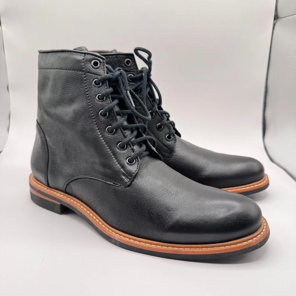 Nisolo Andres All Weather Boot‎ Black Leather Men's 9 Lace Up Combat Military